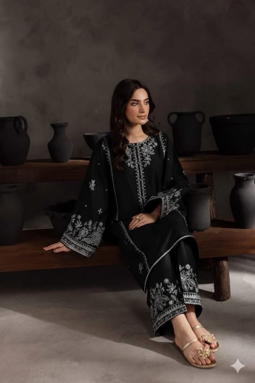 Alm ( Stitched Emb 2 Pcs) With Plazo - Image 5