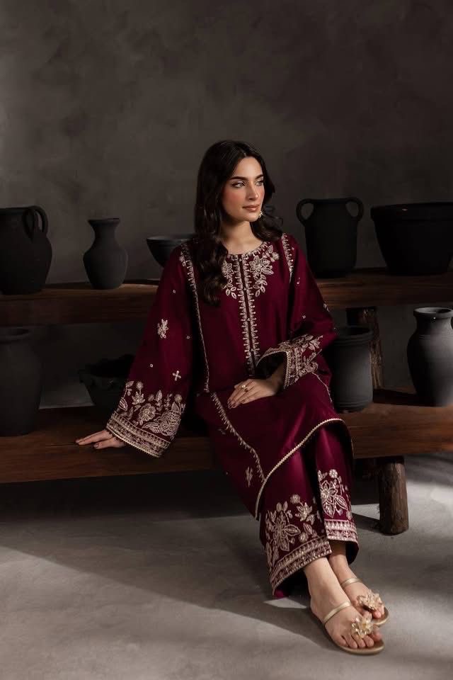 Alm ( Stitched Emb 2 Pcs) With Plazo - Image 4