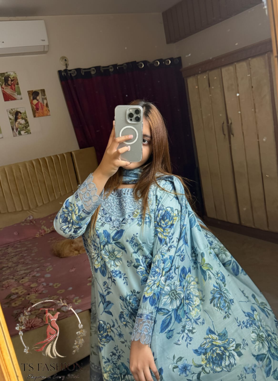 Elegant Printed AC Cotton 3-Piece Suit | Pakistani Inspired Design - Image 1