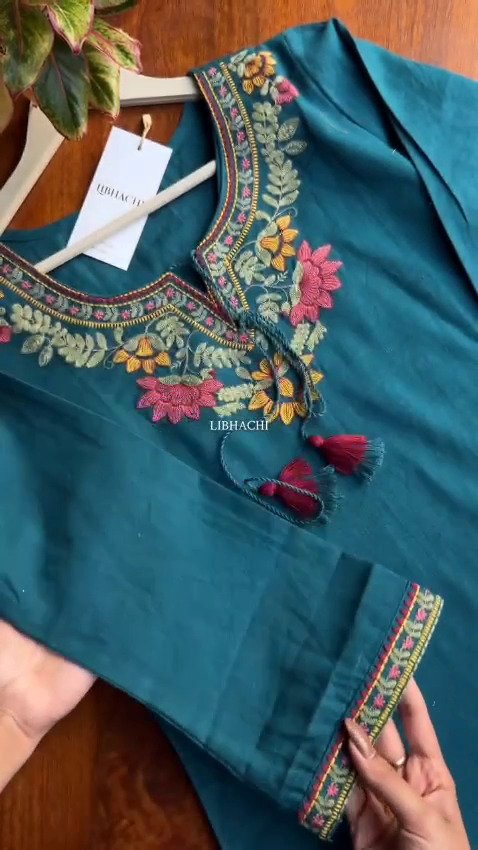 Kashmiri Embrodury Work Cotton Short Kurta - Image 3