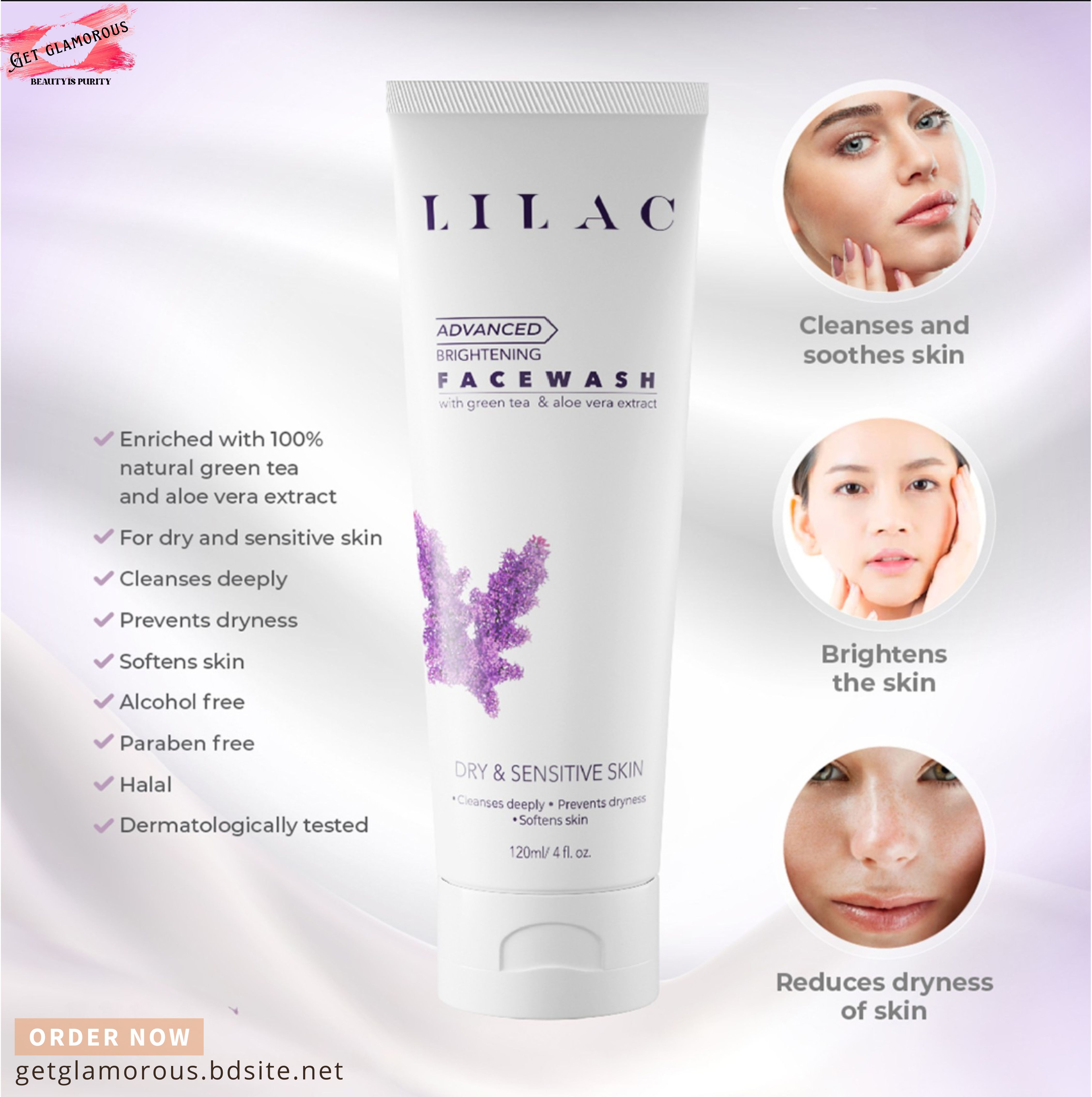 Lilac Brightening Face Wash Dry And Sensitive Skin_img_2