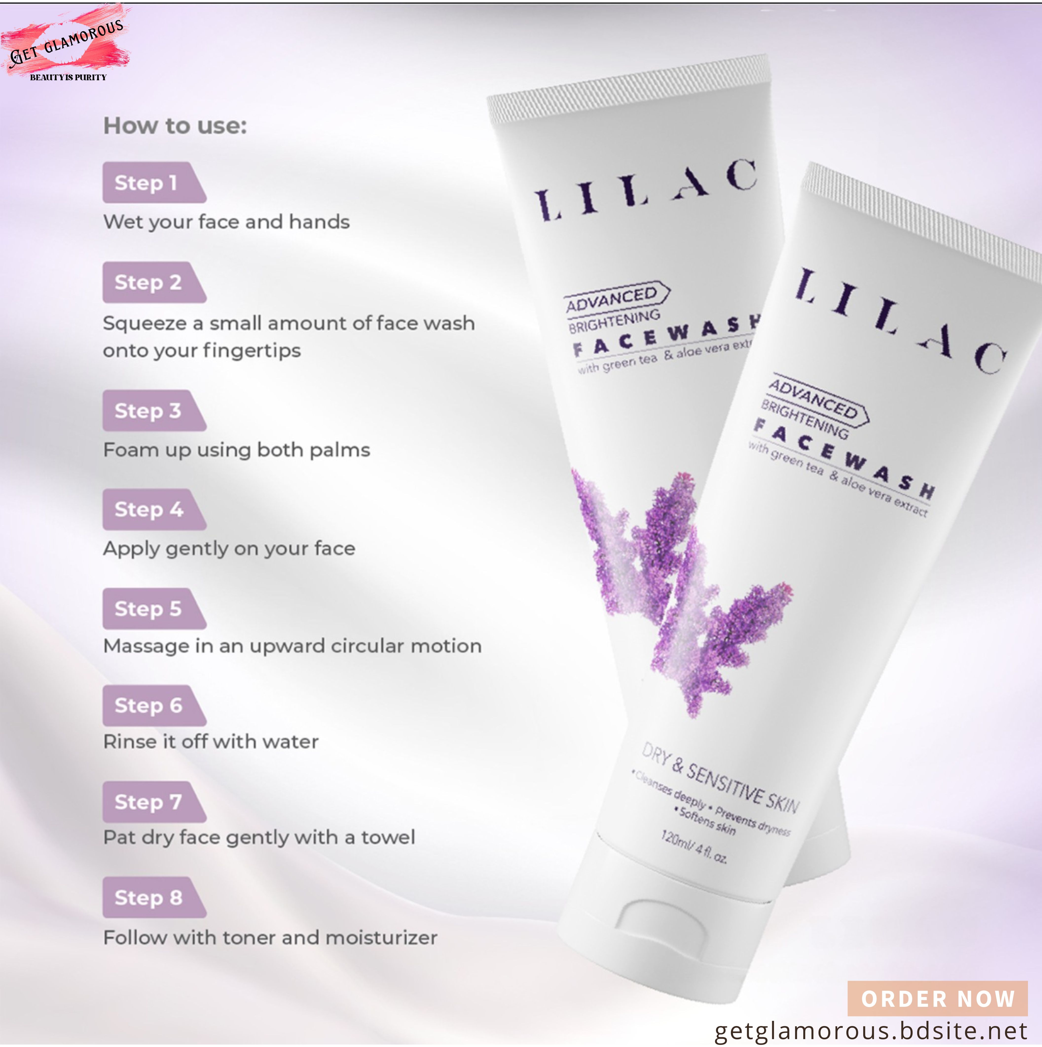 Lilac Brightening Face Wash Dry And Sensitive Skin_img_3