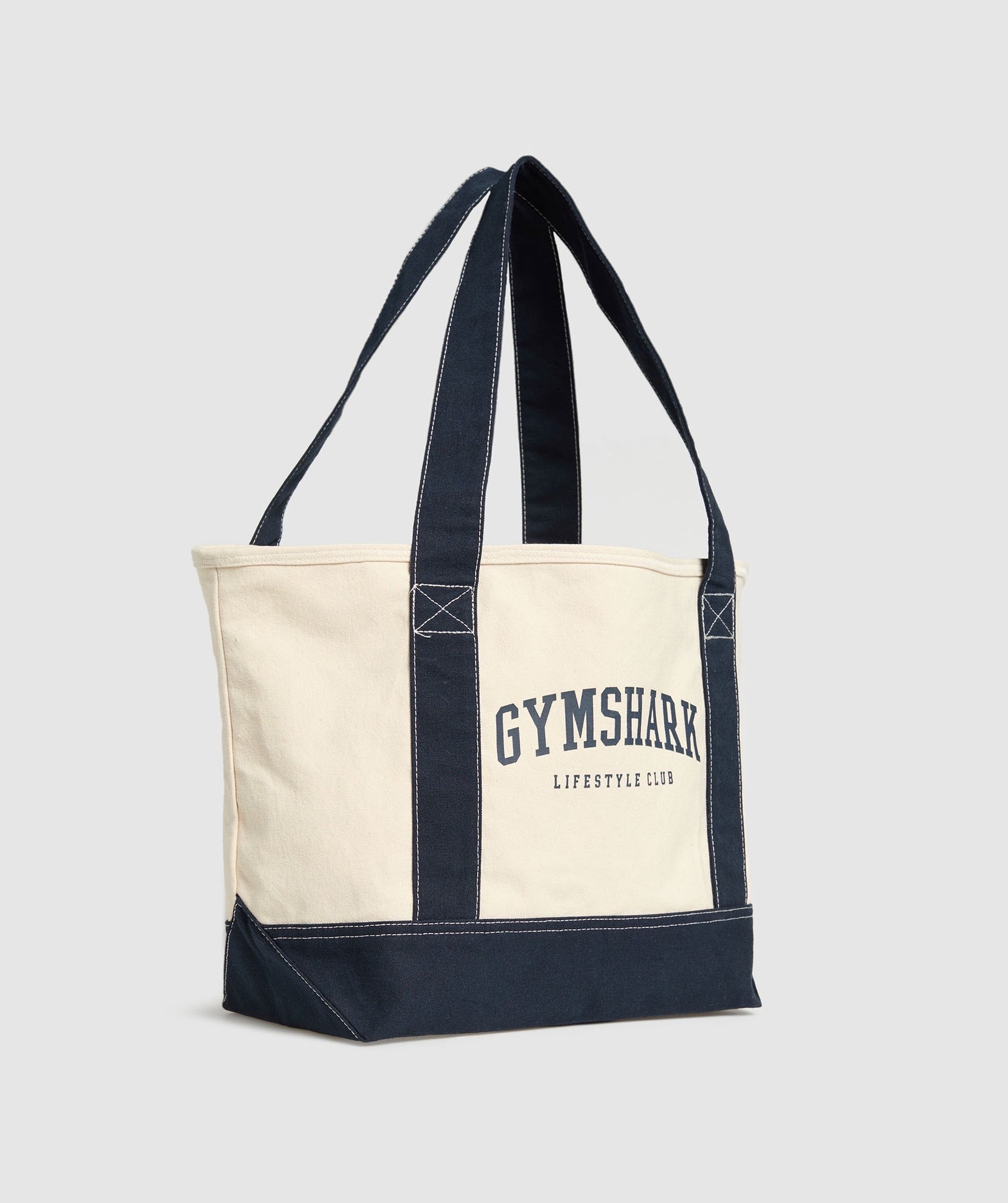 GYMSHARK COLLEGIATE OVERSIZED TOTE- Oat White/Heavy Blue._img_4