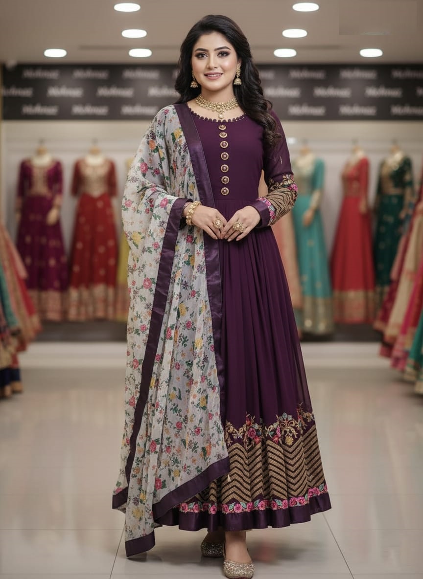 Embroidered Georgette Party Dress_img_0