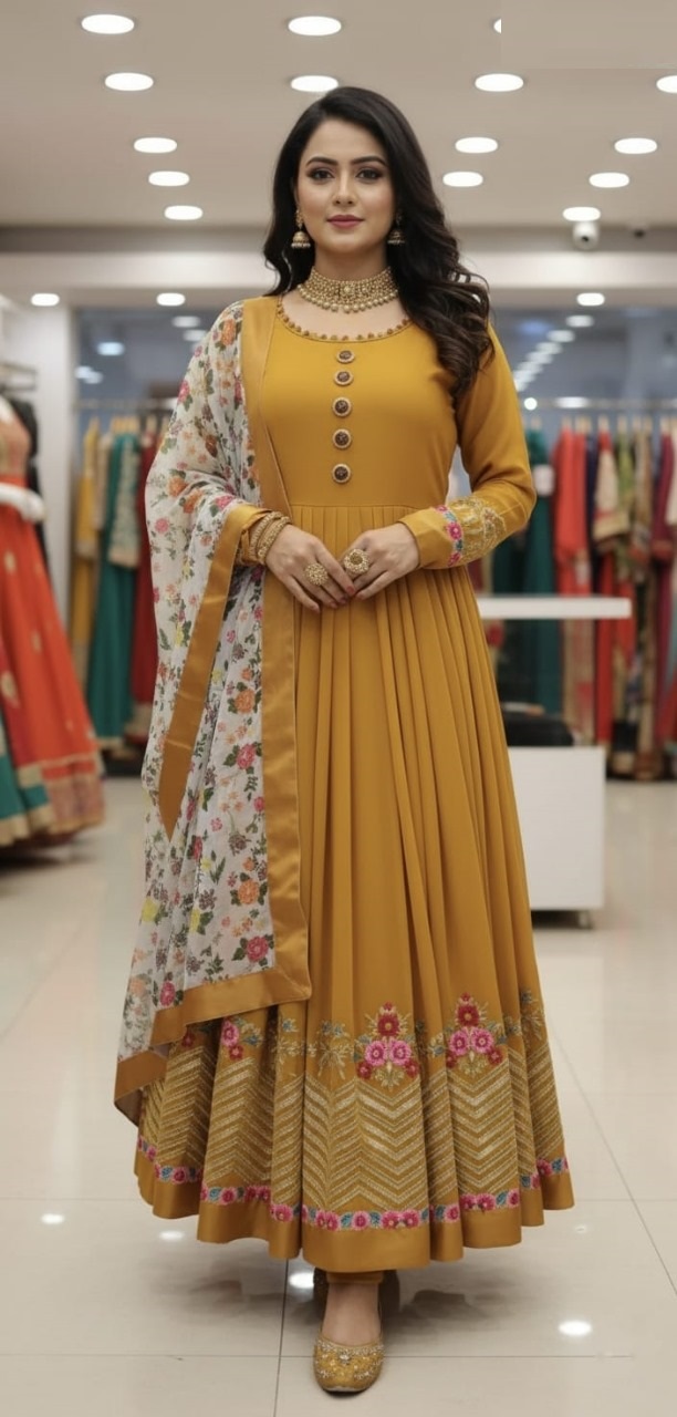 Embroidered Georgette Party Dress_img_0