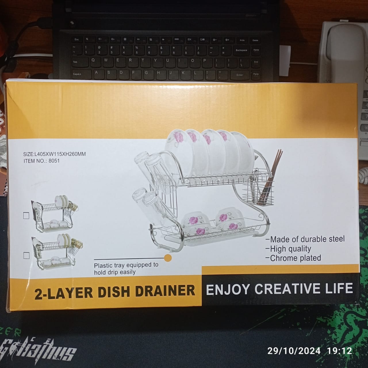 2 Layer Dish Drainer Rack Stainless Steel_img_1