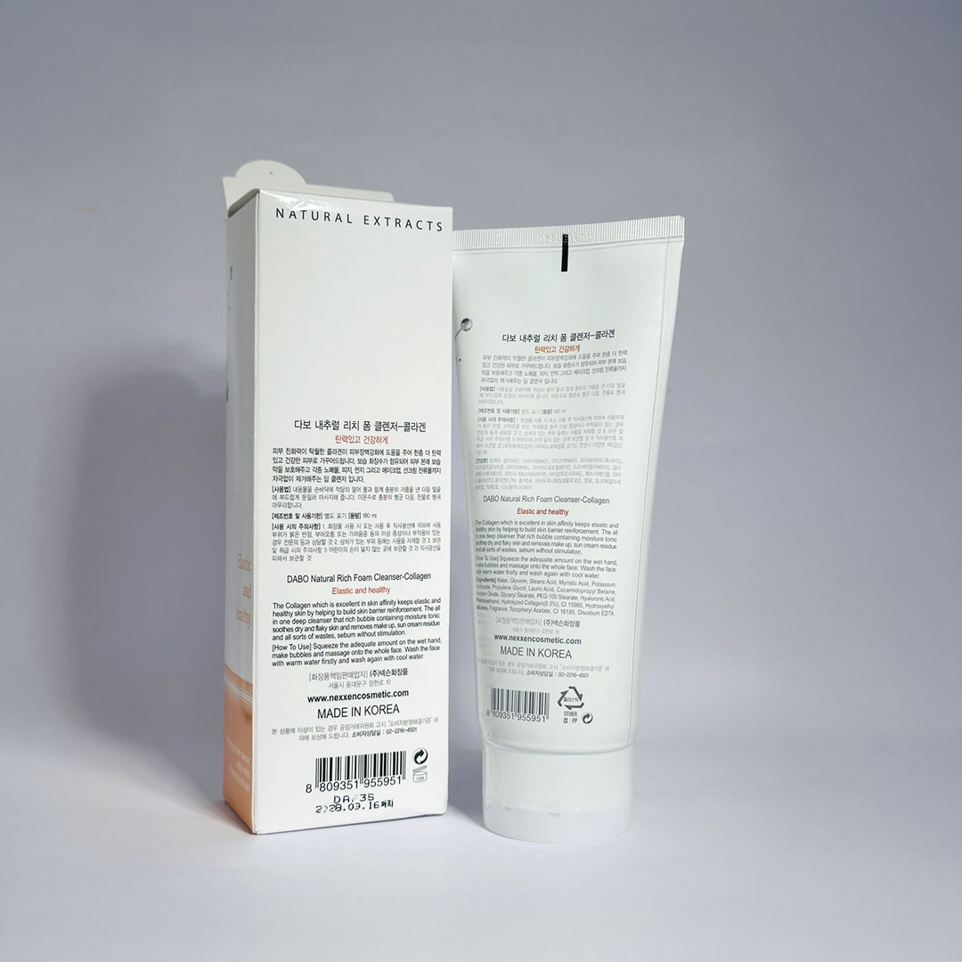Dabo Natural Rich Foam Cleanser Collagen 180 ml (South Korea)_img_1