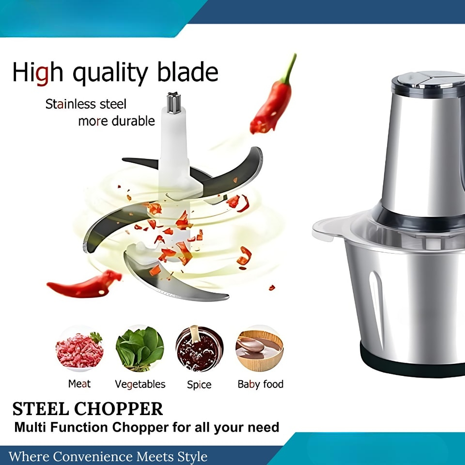 Bajaj 2000 watt high Power Stainless Steel Material High Quality and Powerful Food Chopper Grinders_img_1