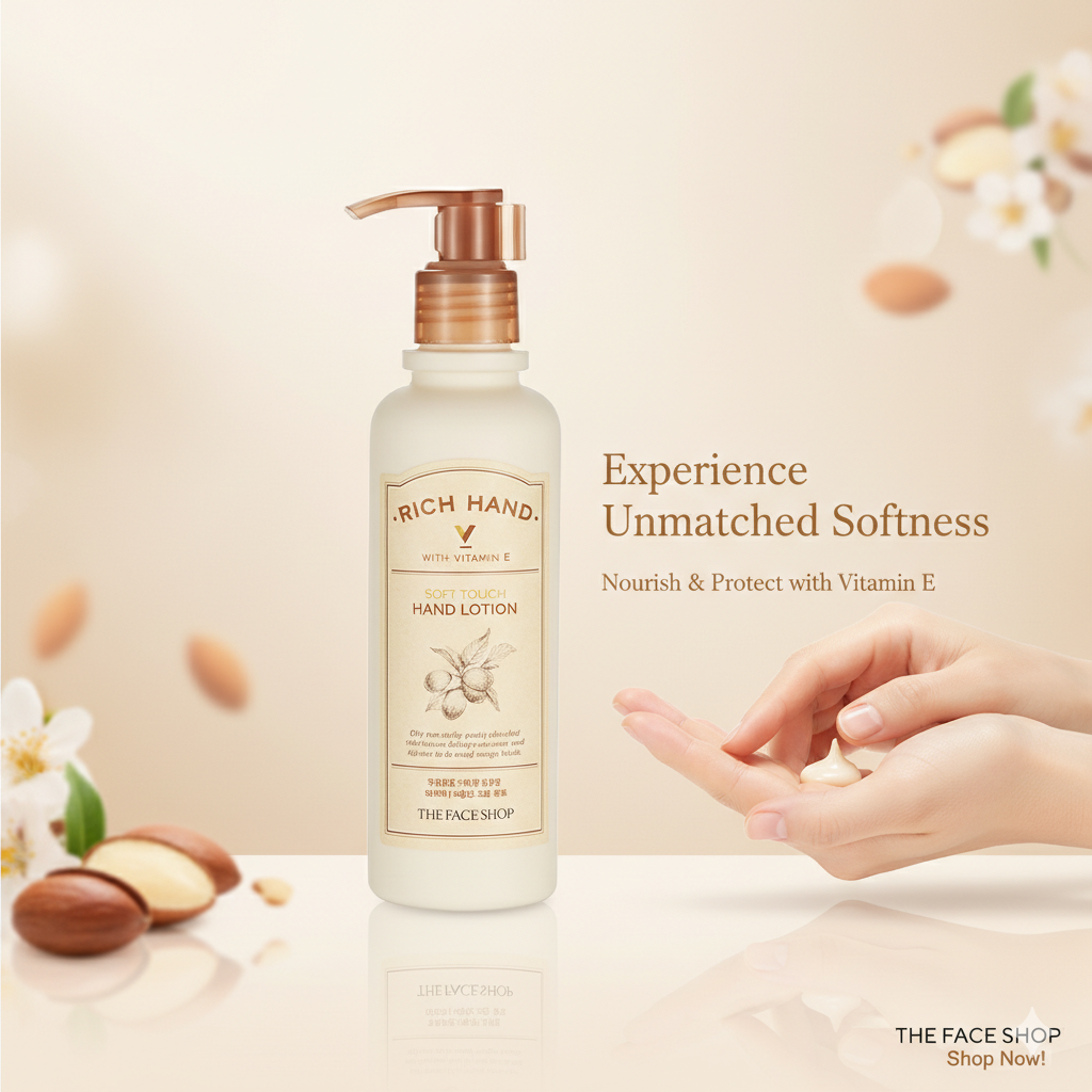 The Face Shop Rich Hand With Vitamin E Soft Touch Hand Lotion 200 ml (South Korea)_img_0