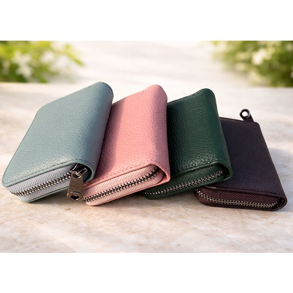 Premium RFID Genuine Leather Card Holder Wallet (Large Capacity Zipper Organizer)