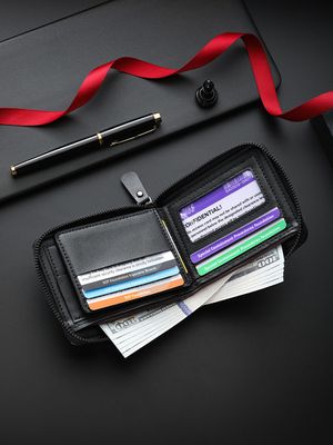 Men's Short Wallet Large Capacity Zipper Coin Purse Multi-Card Slot_img_1
