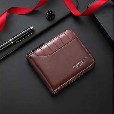 Men's Short Wallet Large Capacity Zipper Coin Purse Multi-Card Slot_img_6