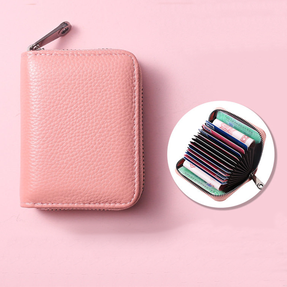 Premium RFID Genuine Leather Card Holder Wallet (Large Capacity Zipper Organizer)_img_4