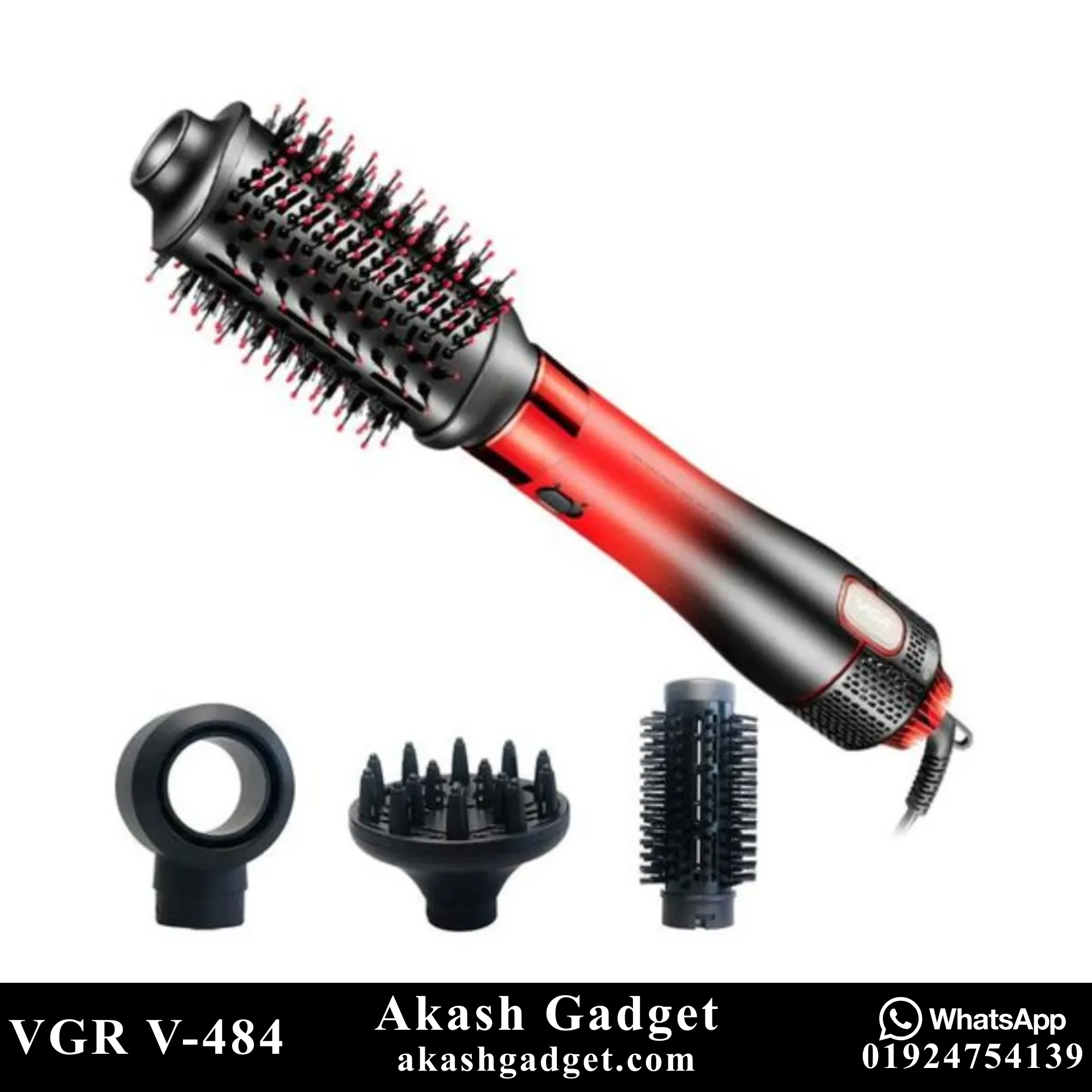 VGR V-484 Professional 4-IN-1 Hot Air Brush- Drying, Curling, Volumizer & Straightening Multi Styler for Women_img_2