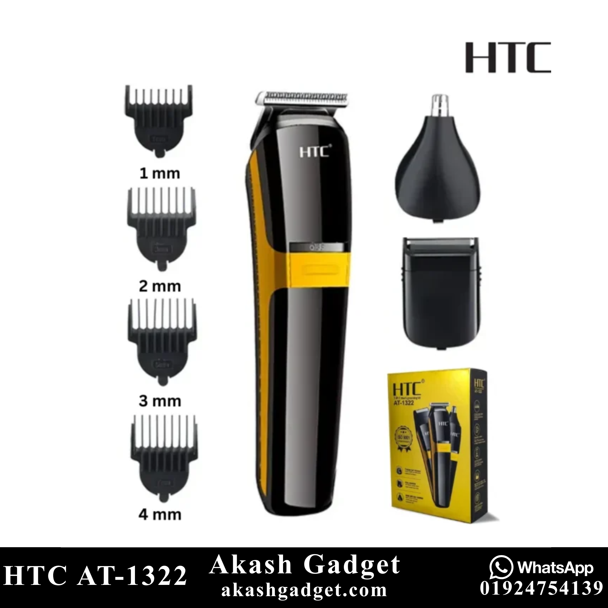 HTC AT-1322 Grooming Kit 3-in-1 Cordless Nose & Ear Hair, Saver Beard Trimmer for Men_img_2