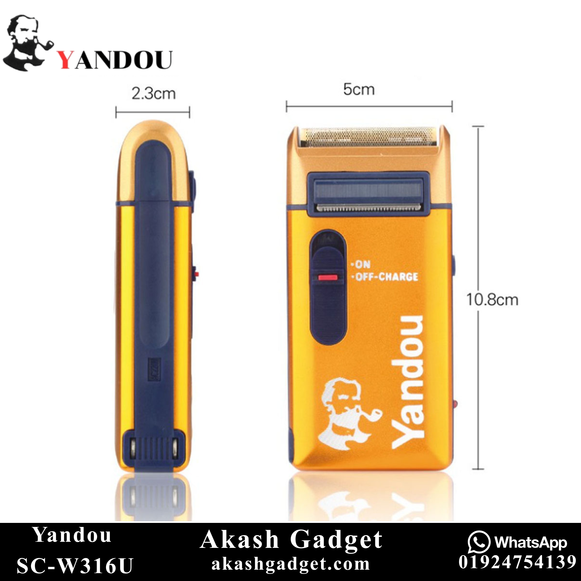 Yandou SC-W316U Rechargeable Electric Shaver with Pop-up Trimmer for Men_img_2