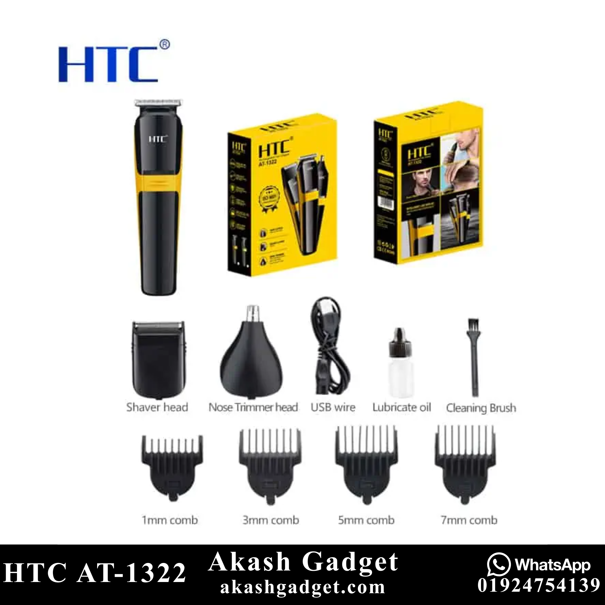 HTC AT-1322 Grooming Kit 3-in-1 Cordless Nose & Ear Hair, Saver Beard Trimmer for Men_img_3