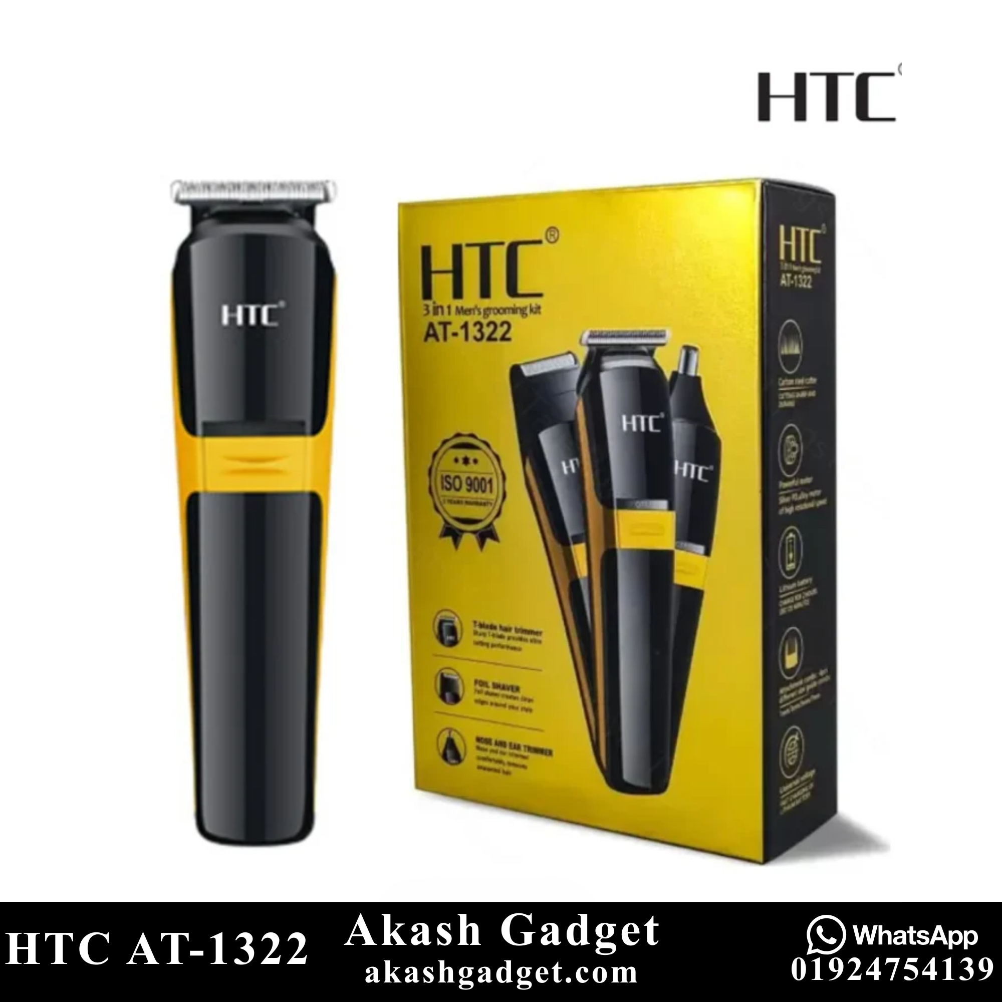HTC AT-1322 Grooming Kit 3-in-1 Cordless Nose & Ear Hair, Saver Beard Trimmer for Men_img_4