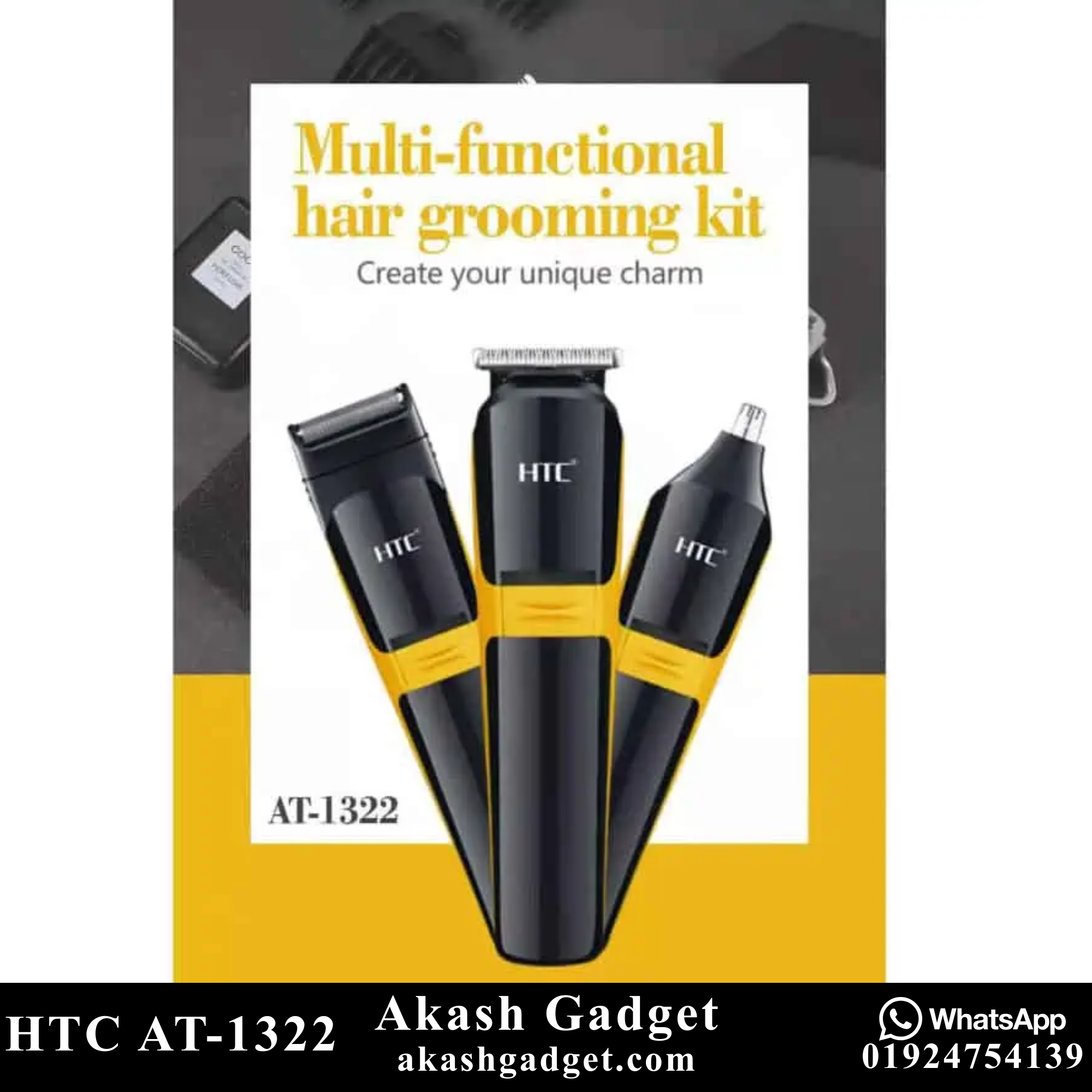 HTC AT-1322 Grooming Kit 3-in-1 Cordless Nose & Ear Hair, Saver Beard Trimmer for Men_img_5