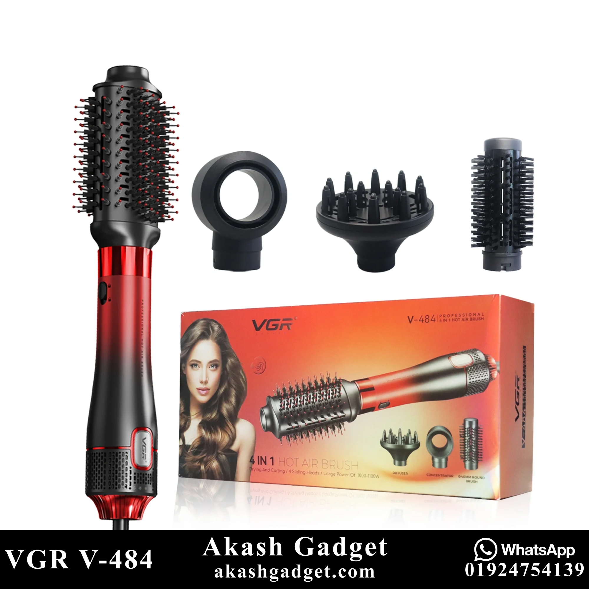 VGR V-484 Professional 4-IN-1 Hot Air Brush- Drying, Curling, Volumizer & Straightening Multi Styler for Women_img_3
