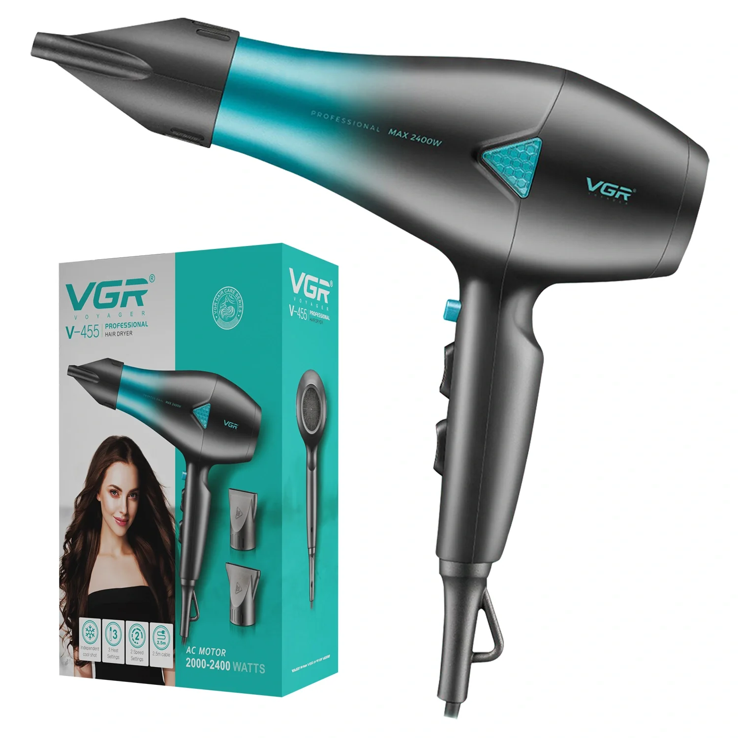 VGR V-455 Professional Hair Dryer for Women 2000-2400W