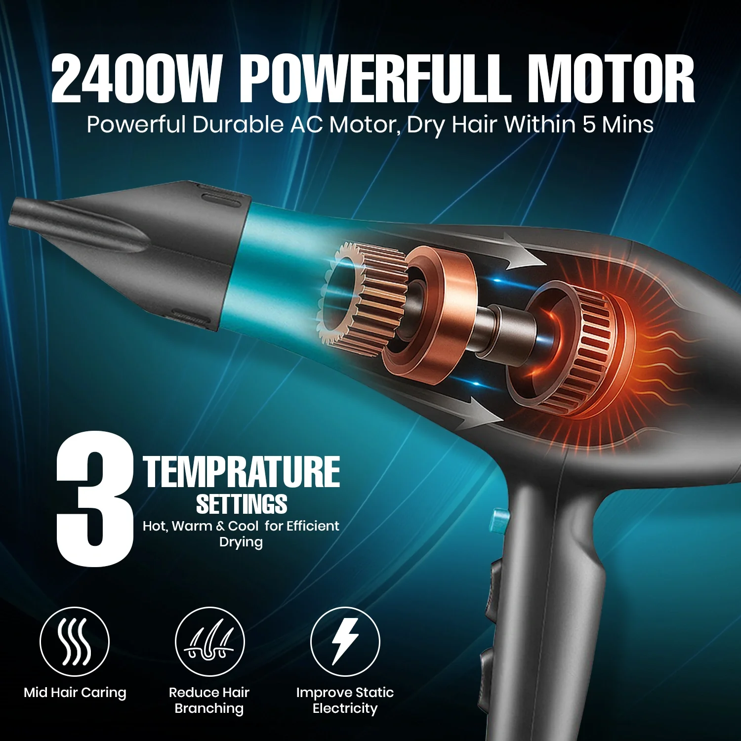 VGR V-455 Professional Hair Dryer for Women 2000-2400W_img_11