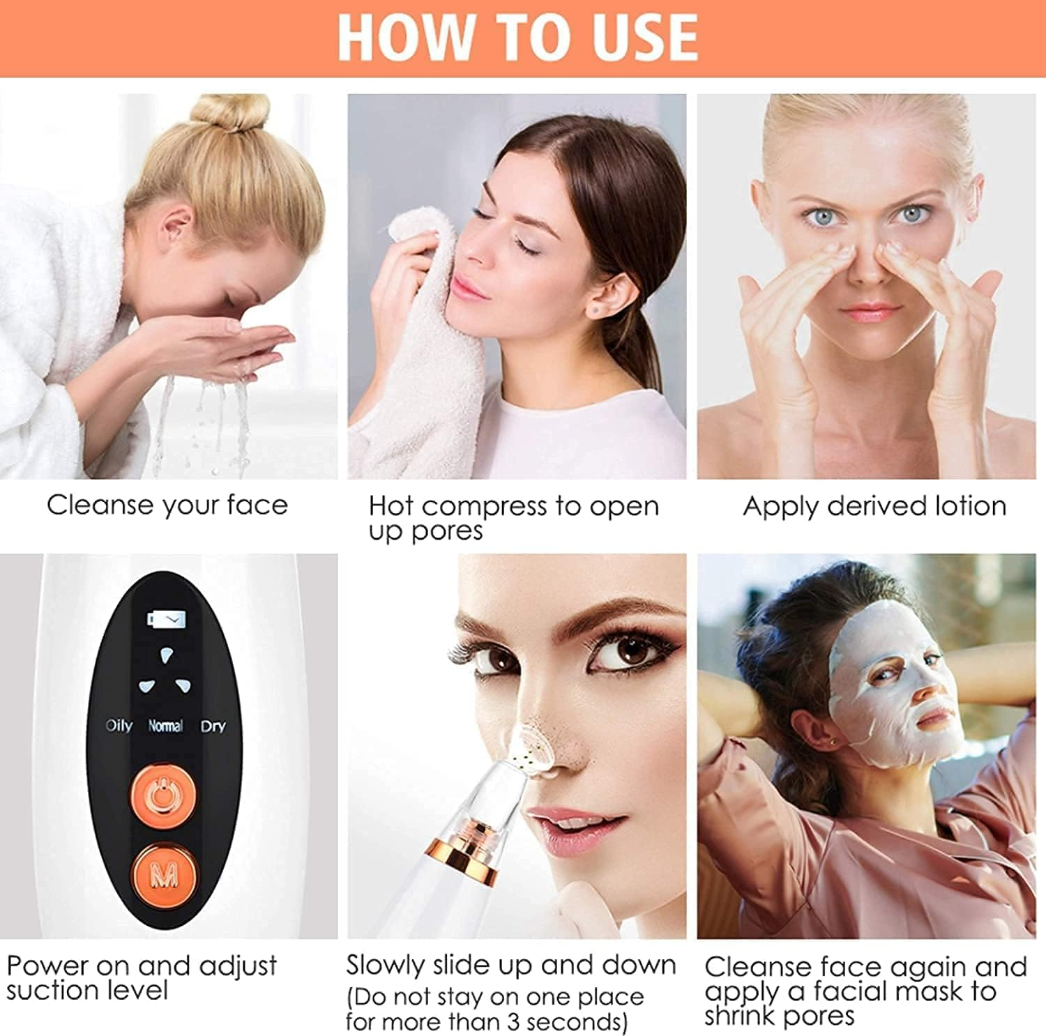 6 in 1 Multi-Function USB Rechargeable Blackhead Remover, Instrument Black Dot Remover, Acne Vacuum, Suction Face Clean, Black Head Pore Cleaning, Beauty Skin for Women_img_7