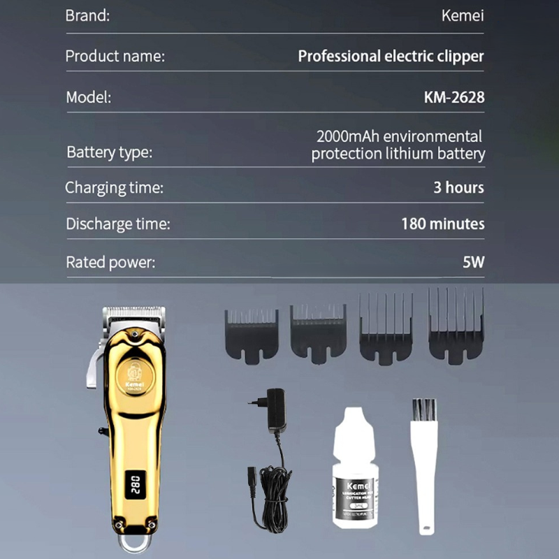 Kemei KM-2628 Professional Hair Clipper and Beard Trimmer for Men | LCD Display, Salon Cordless, Rechargeable_img_8