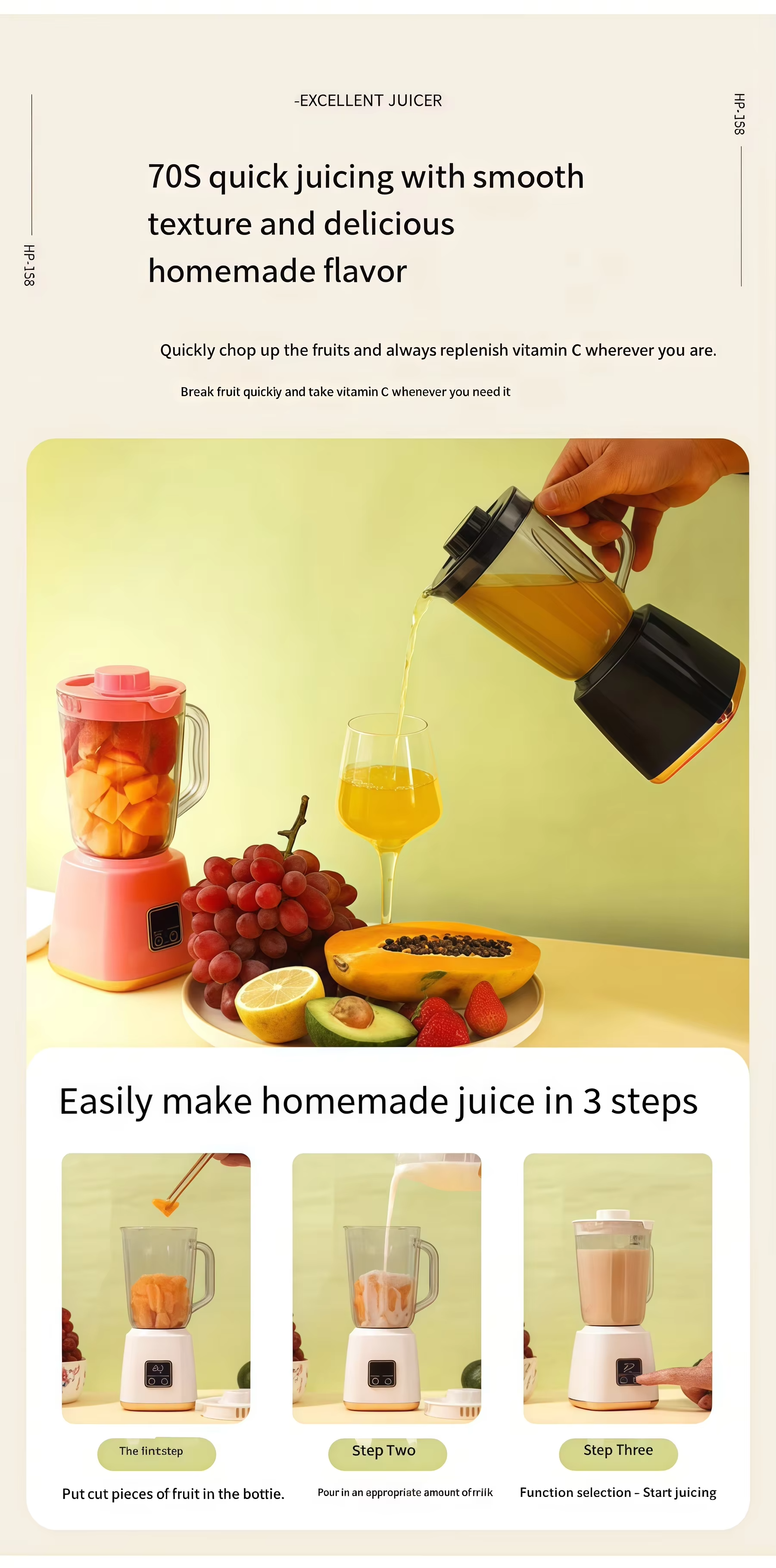 Citrus Portable Juicer Blender | USB Charging, Rechargeable with an LED Display, 600ml Fruit Juicer_img_5