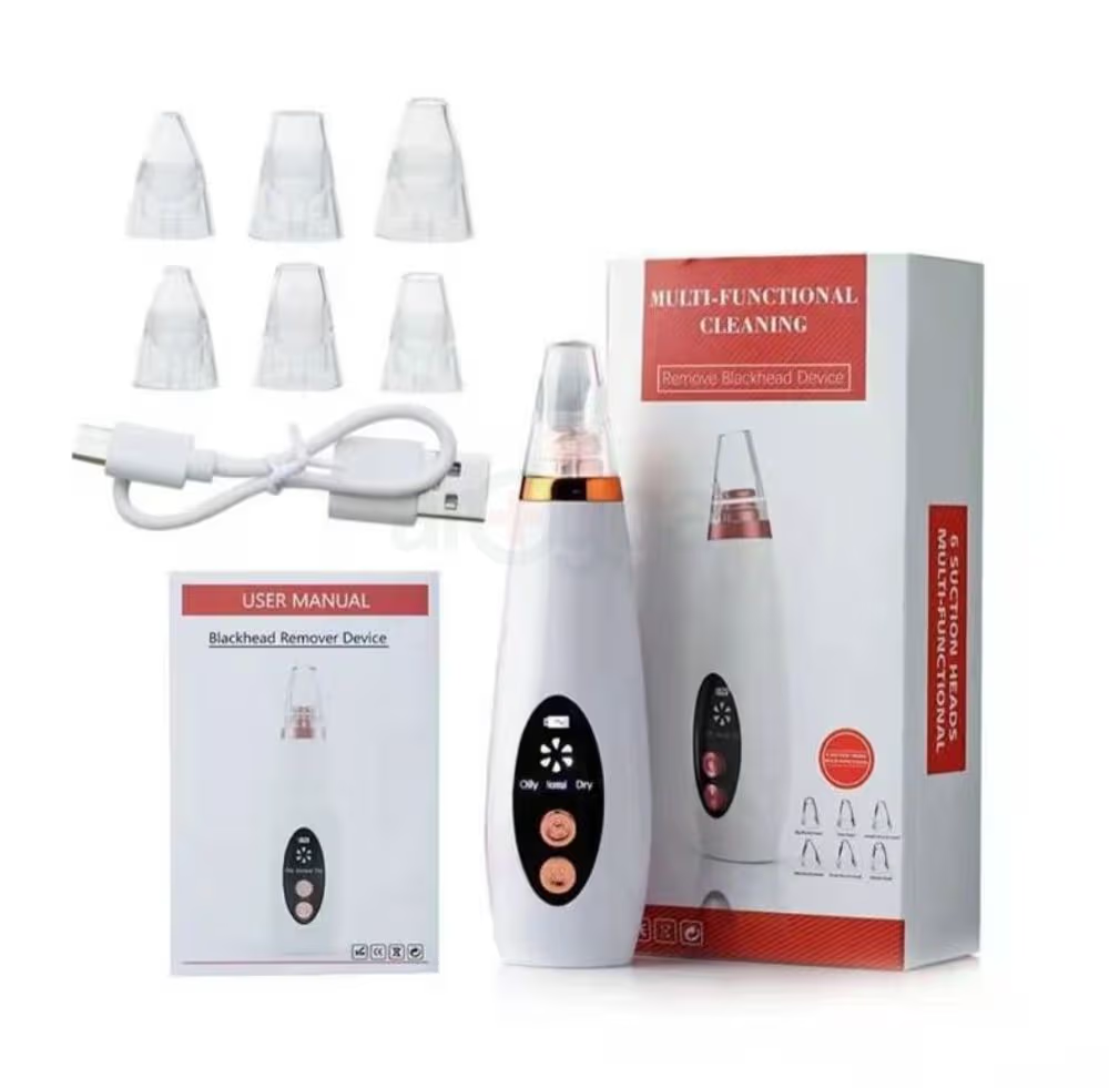 6 in 1 Multi-Function USB Rechargeable Blackhead Remover, Instrument Black Dot Remover, Acne Vacuum, Suction Face Clean, Black Head Pore Cleaning, Beauty Skin for Women