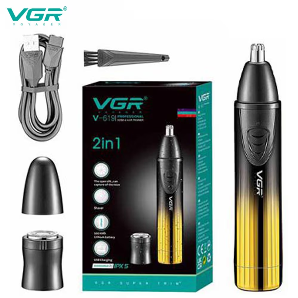 VGR V-619 Professional 2-in-1 Nose Trimmer and Shaver for Men । Waterproof (PX5)_img_3