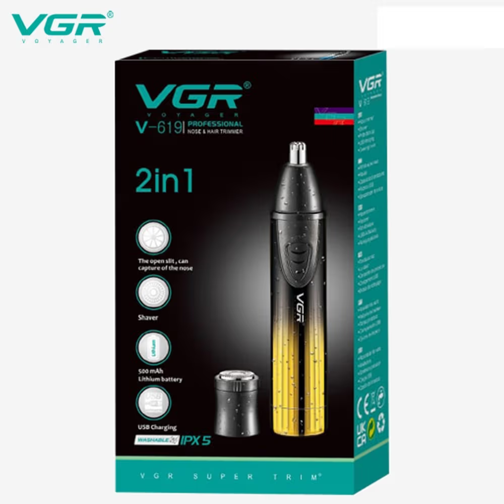 VGR V-619 Professional 2-in-1 Nose Trimmer and Shaver for Men । Waterproof (PX5)_img_5