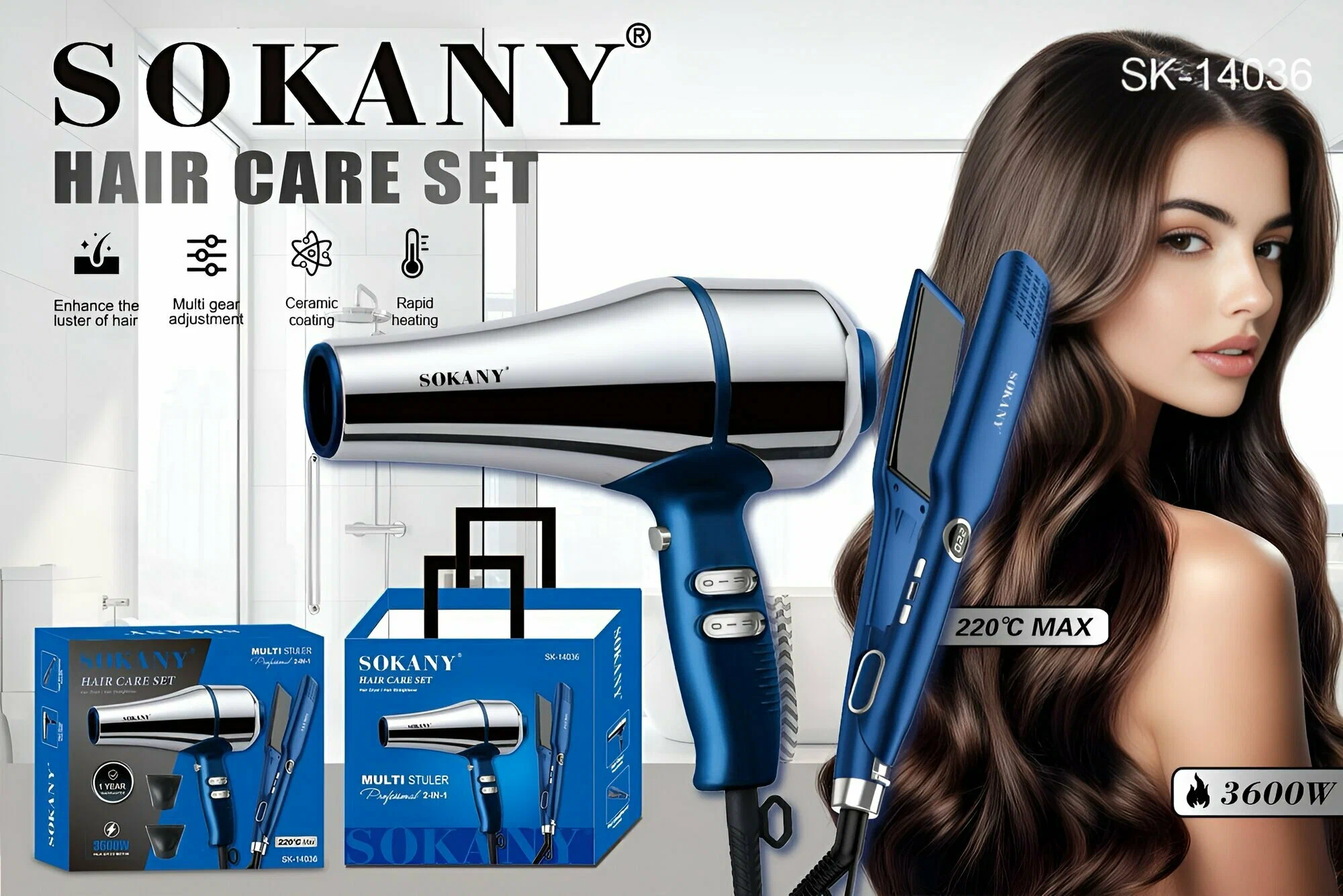 Sokany SK-14036 Professional 2-in-1 Hair Care Set (Hair Dryer & Straightener) for Women_img_5