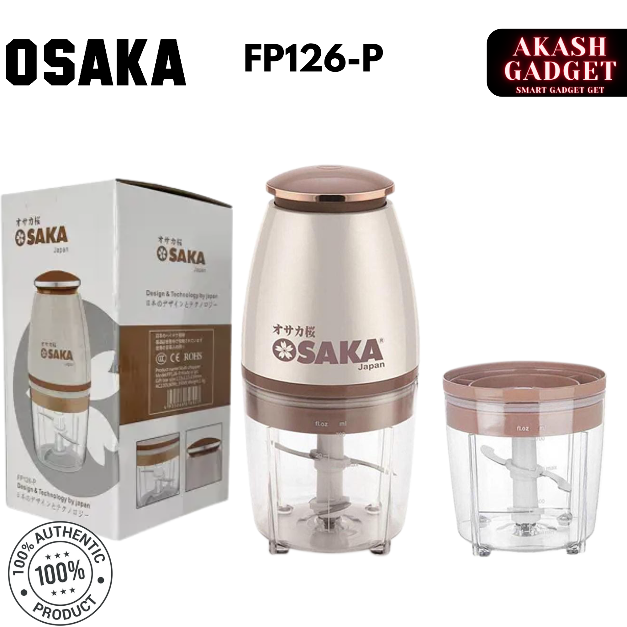 Osaka FP126-P Smart Multi Chopper-Grinder | Portable & Travel-Friendly Food Processors Blender 700ml