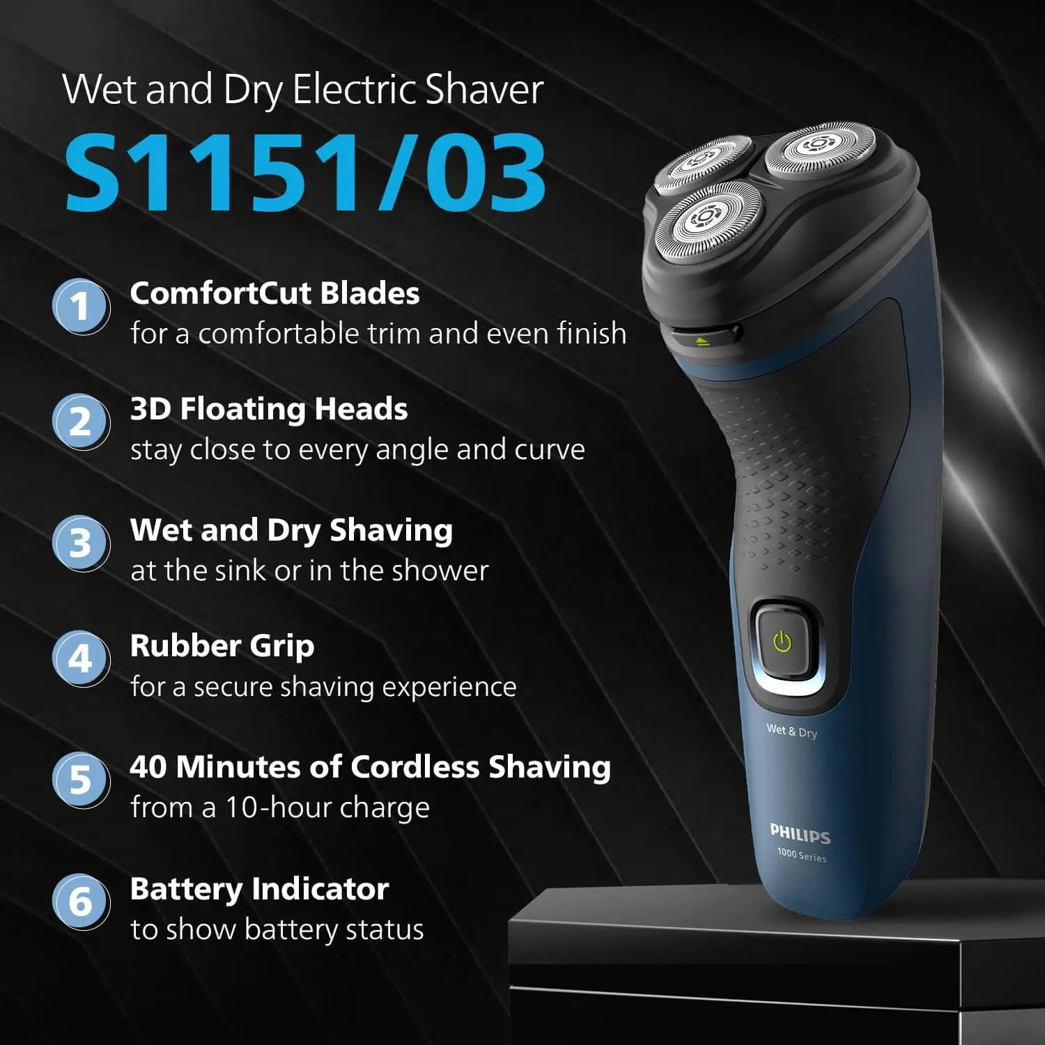 Philips S1151/03 Wet & Dry Electric Shaver 1000 Series for Men_img_11