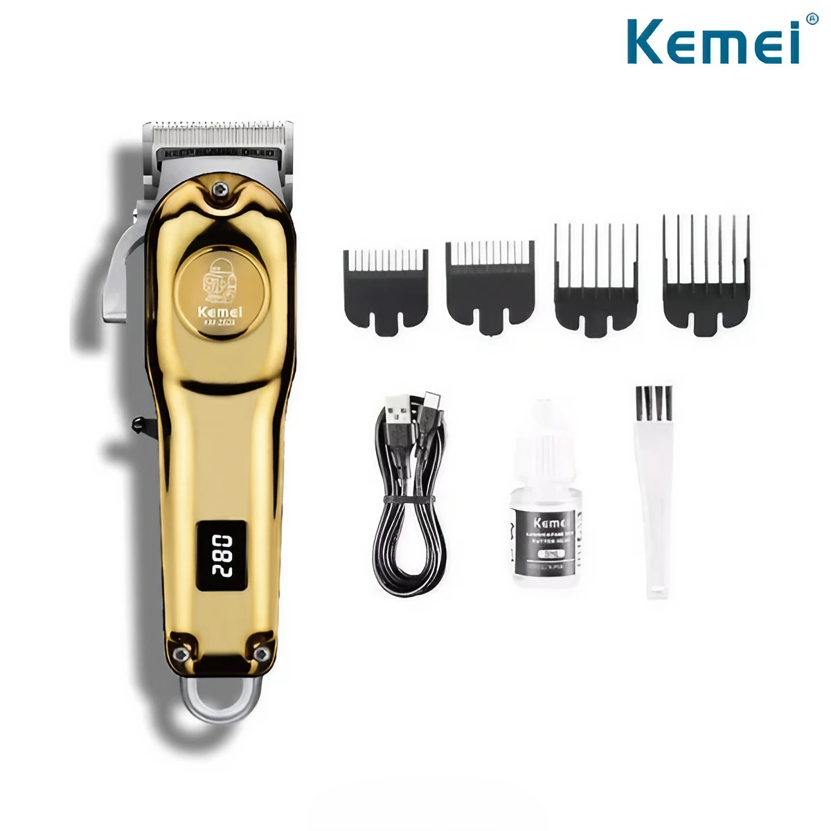 Kemei KM-2628 Professional Hair Clipper and Beard Trimmer for Men | LCD Display, Salon Cordless, Rechargeable