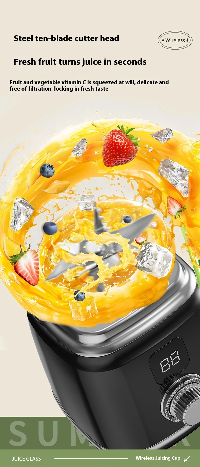 Citrus Portable Juicer Blender | USB Charging, Rechargeable with an LED Display, 600ml Fruit Juicer_img_25