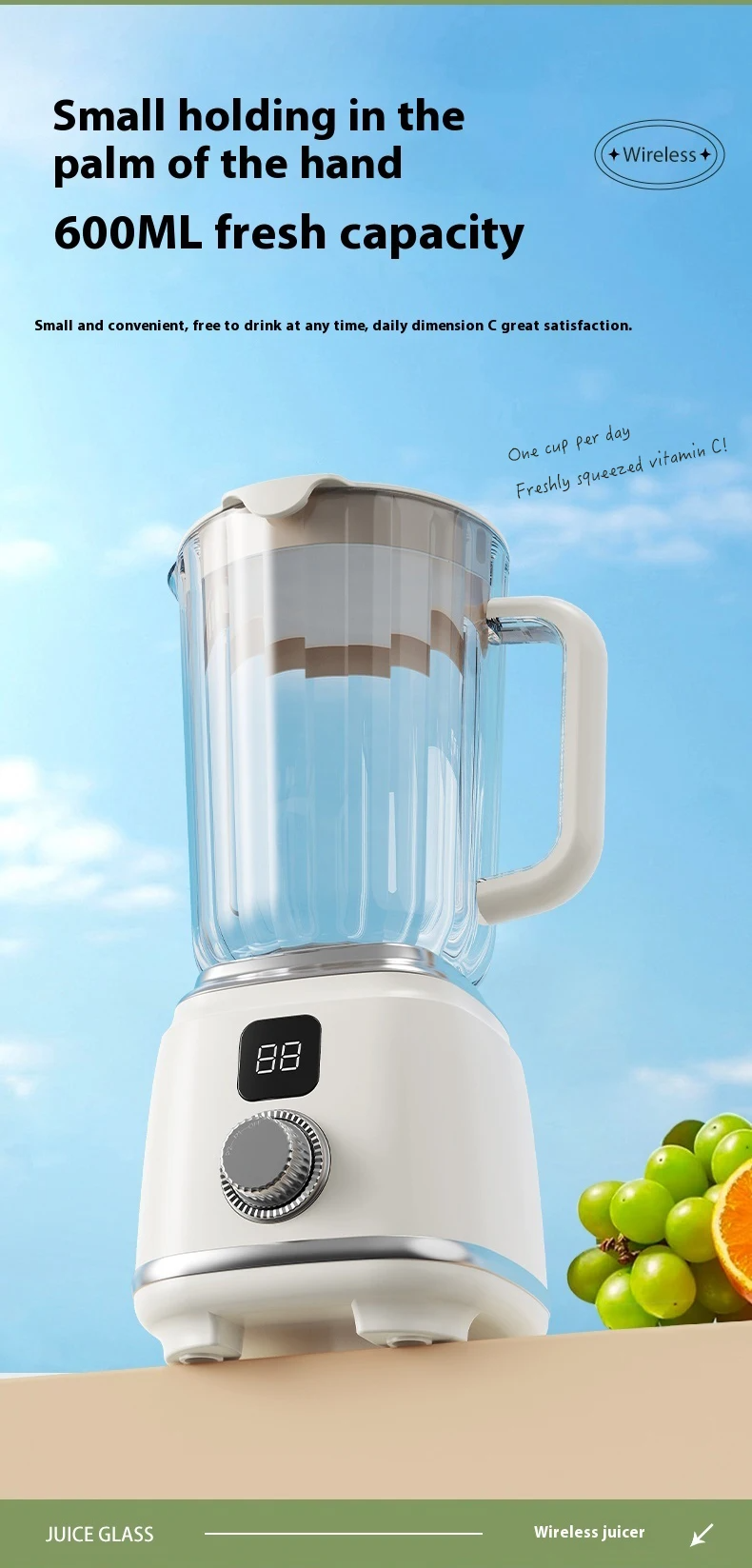 Citrus Portable Juicer Blender | USB Charging, Rechargeable with an LED Display, 600ml Fruit Juicer_img_30