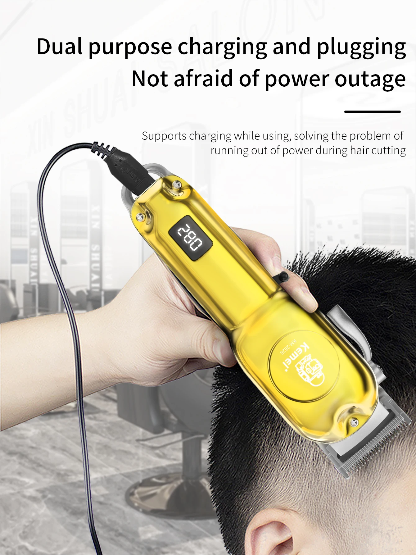 Kemei KM-2628 Professional Hair Clipper and Beard Trimmer for Men | LCD Display, Salon Cordless, Rechargeable_img_16
