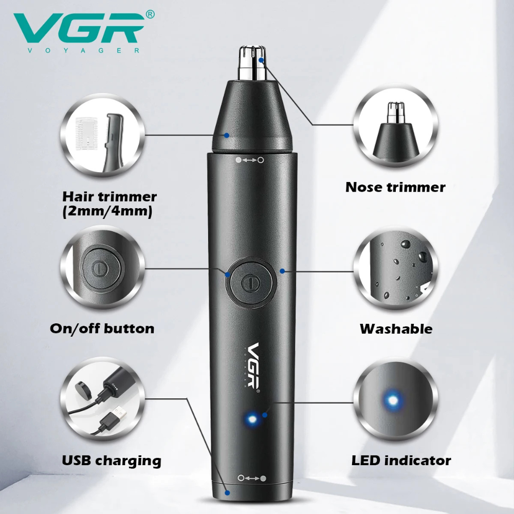 VGR V-613 Professional 2-in-1 Rechargeable Nose and Ear Hair Trimmer for Men_img_4