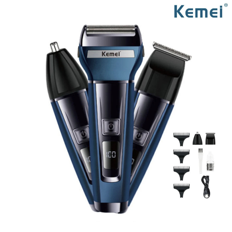 Kemei KM-6541 Rechargeable 3-in-1 Grooming Kit Trimmer, Shaver & Nose Hair Trimmer for Men_img_1