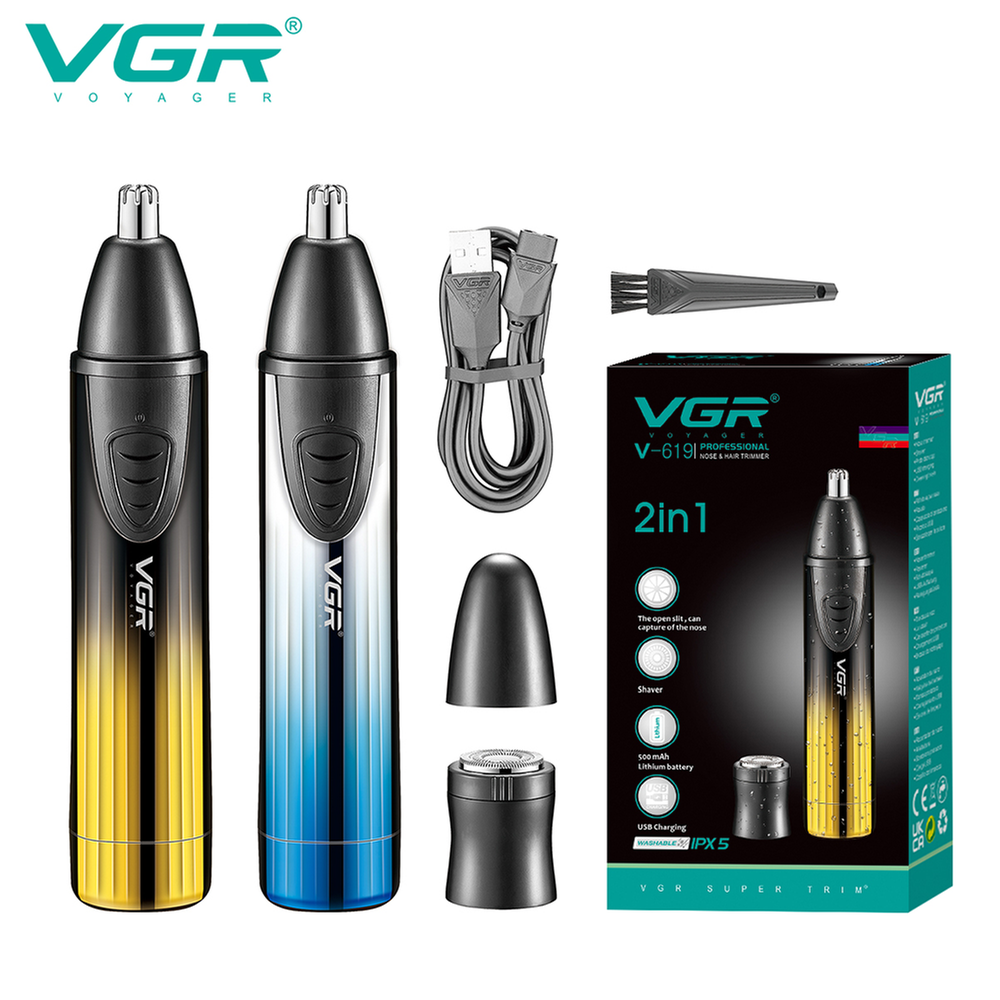 VGR V-619 Professional 2-in-1 Nose Trimmer and Shaver for Men । Waterproof (PX5)