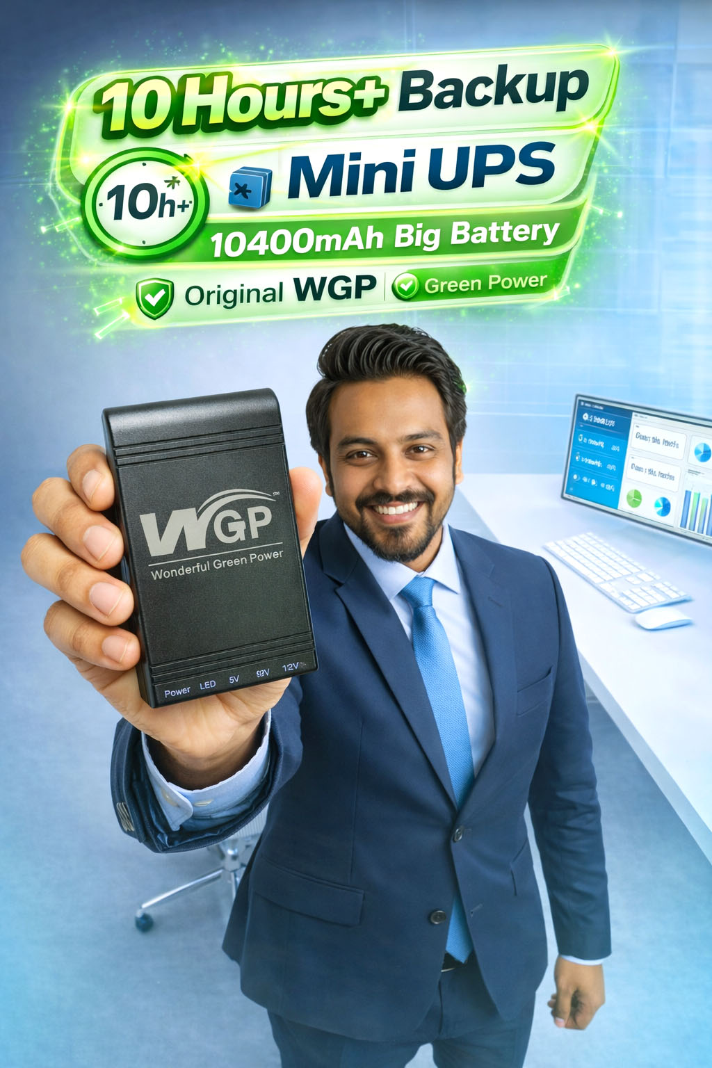 New Version WGP Mini UPS 10400Amh 6-12 Hours+ Backup_img_1