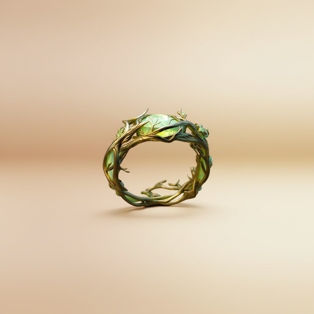 Hongdi Luxury Zircon Ring – Gold Plated Hollow Leaf Vine Design | European Palace Style Adjustable Ring_img_1