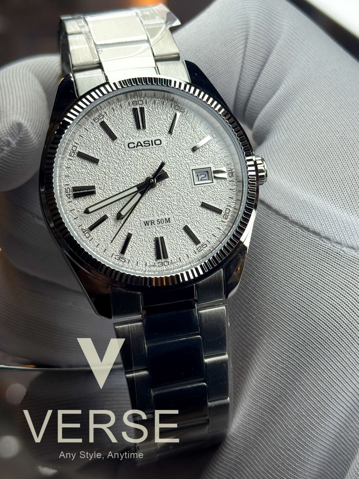 Casio MTP-1302DA-7AVDF Men’s Silver Stainless Steel Watch with Matte White Dial| Casio MTP-1302DA-7AVDF