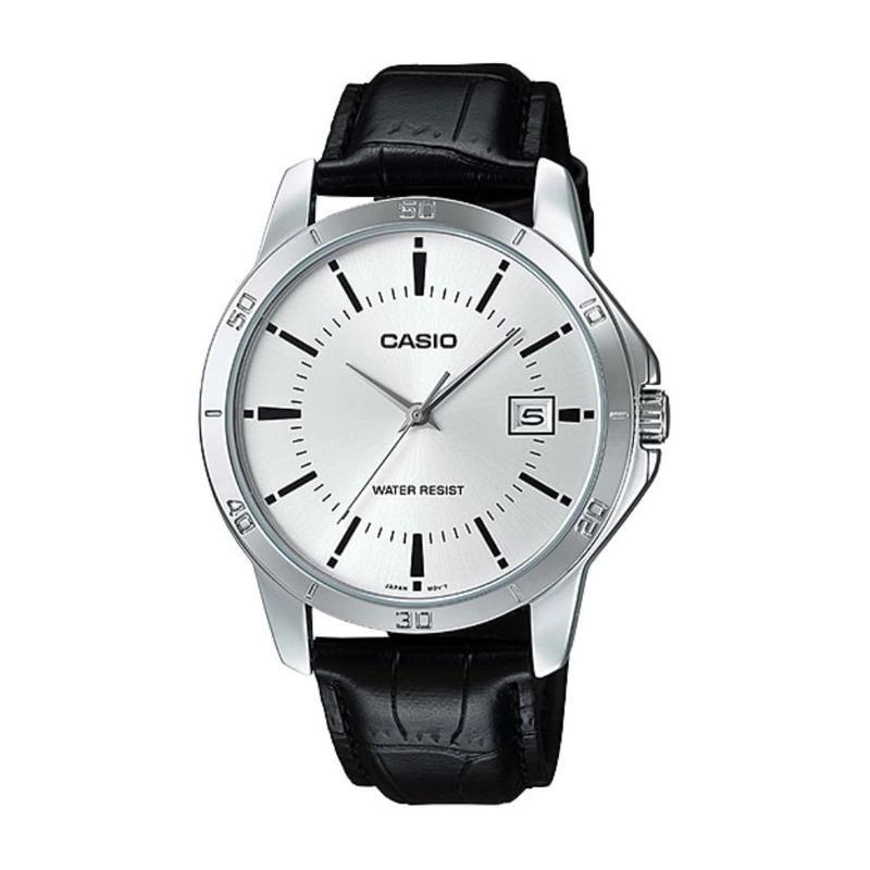 Casio MTP-V004L-7AUDF White Dial Leather Strap Men's Watch | Casio MTP-V004L-7AUDF