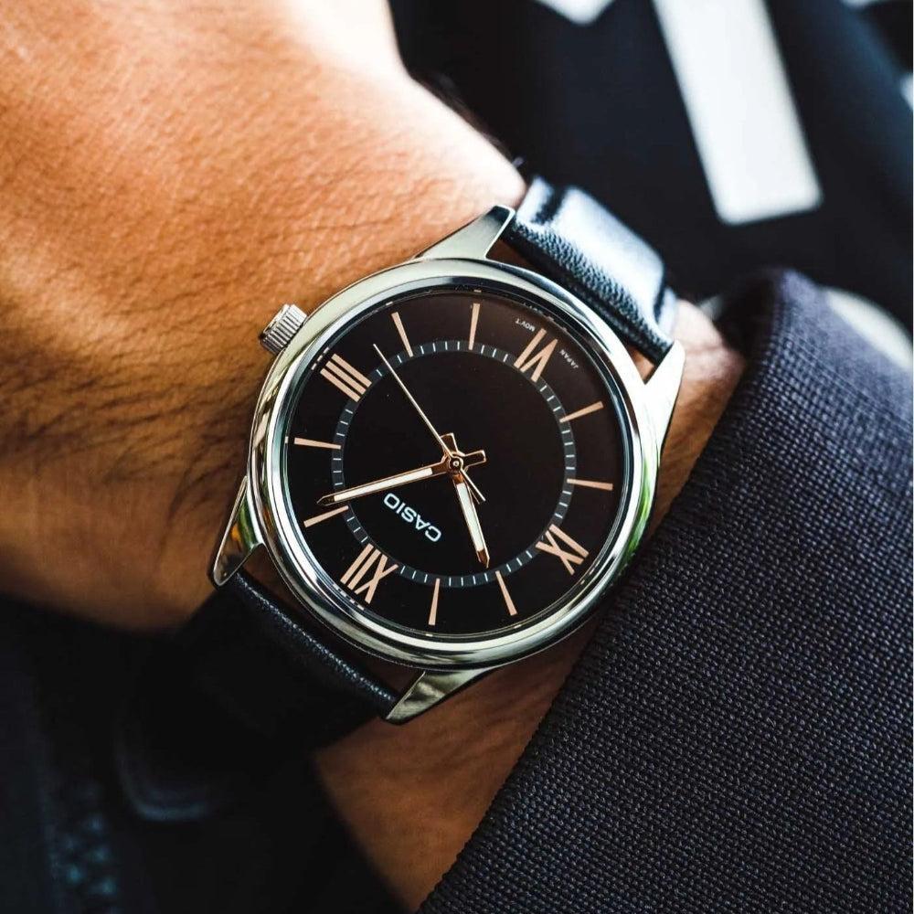 Casio MTP-V005L-1B5UDF Black Dial Leather Strap Men's Watch | Casio MTP-V005L-1B5UDF