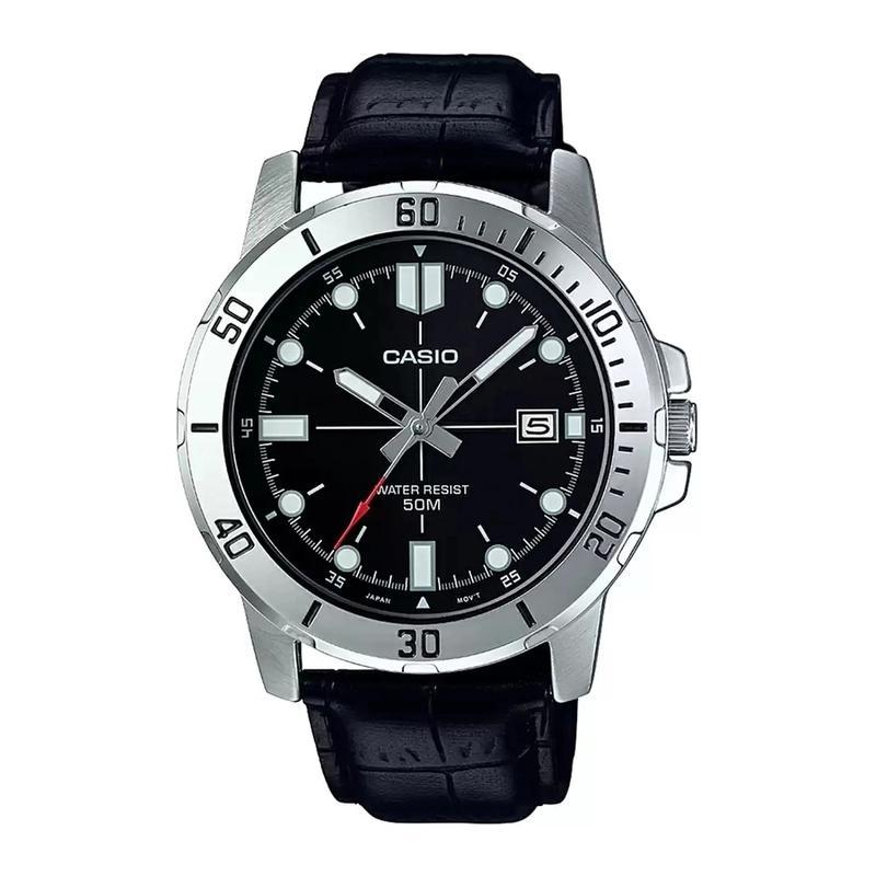 Casio MTP-VD01L-1EVUDF Black Dial Black Leather Men's Watch | Casio MTP-VD01L-1EVUDF