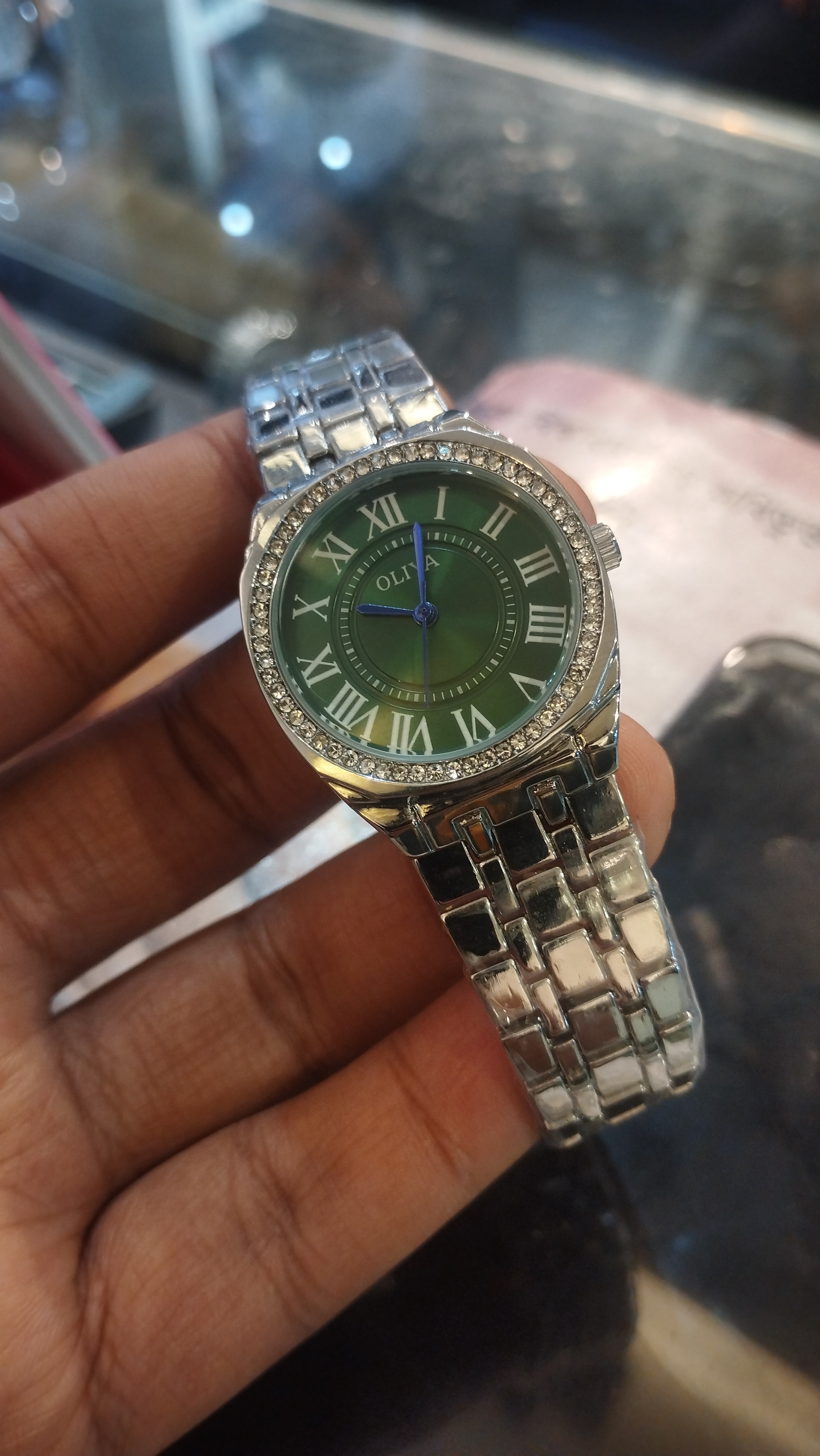 OLIYA women's Emerald Green Dial Stainless steel watch