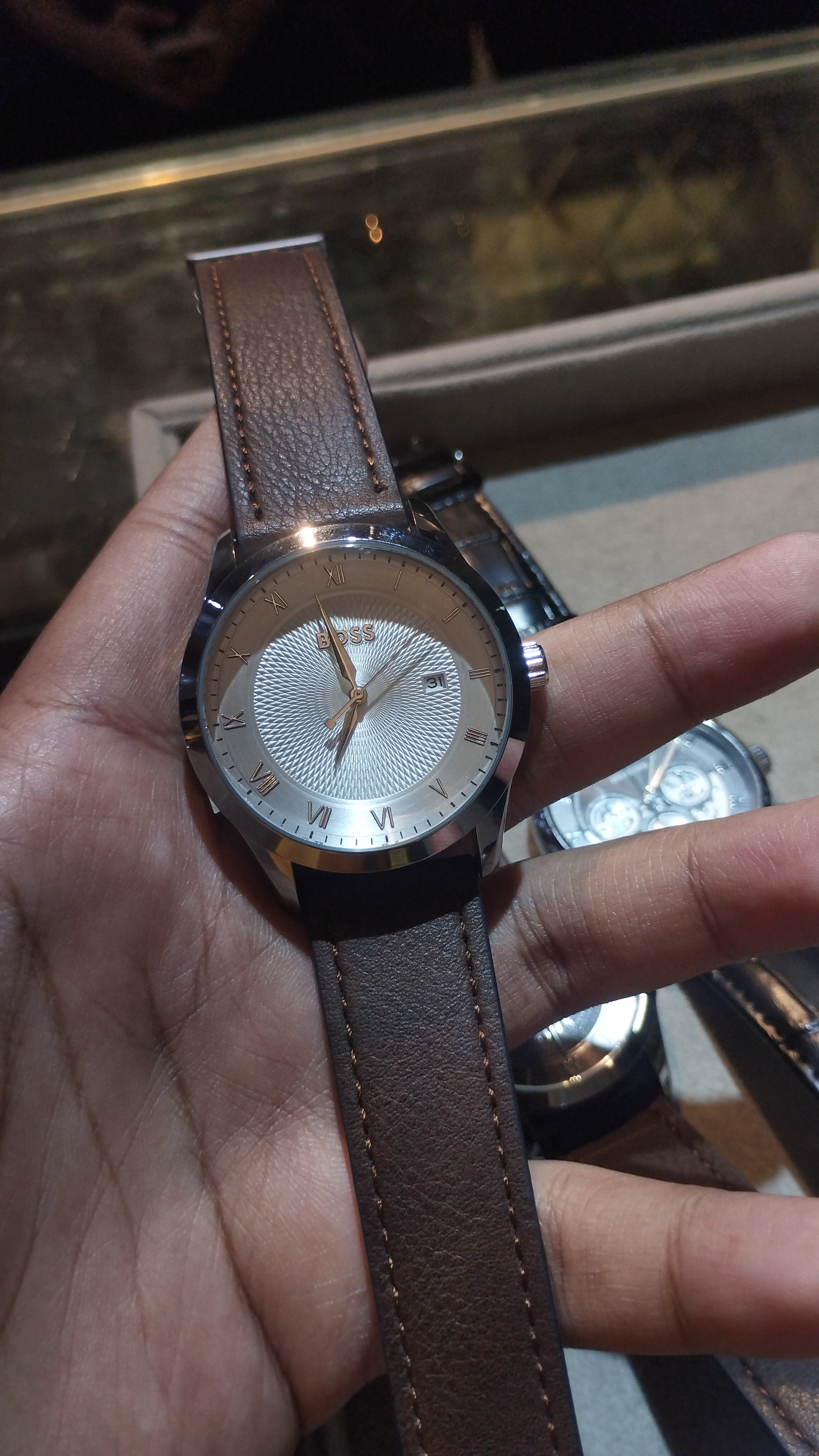 BOSS Principle Brown Belt Opaline-White Dial - Magnetic Lock